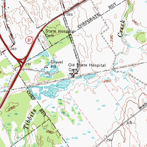 Topographic Map of Old State Hospital Cemetery, NY