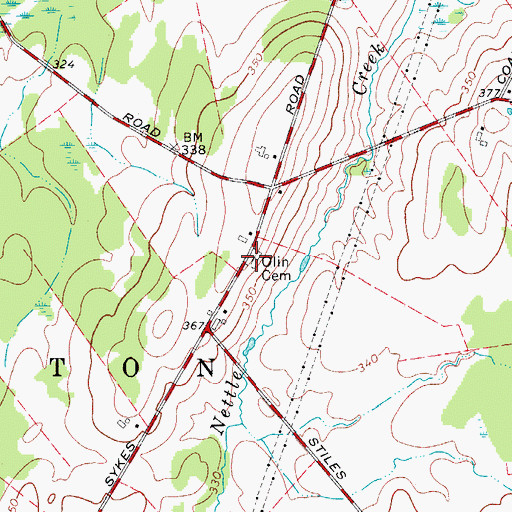 Topographic Map of Olin Cemetery, NY