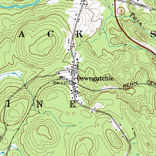 Topographic Map of Oswegatchie, NY