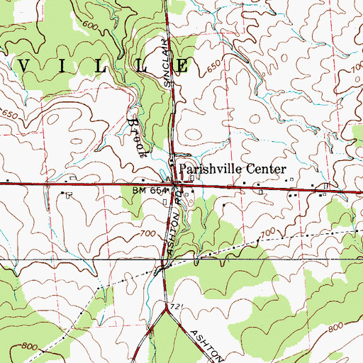 Topographic Map of Parishville Center, NY
