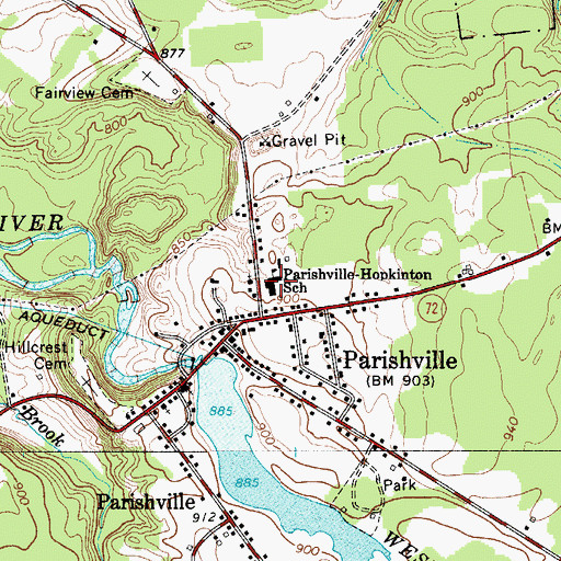 Topographic Map of Parishville-Hopkinton School, NY
