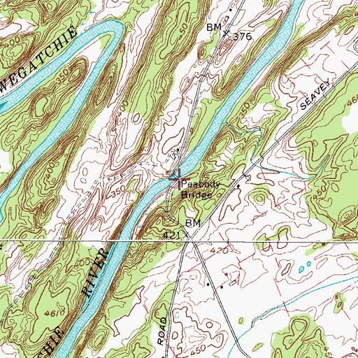 Topographic Map of Peabody Bridge, NY