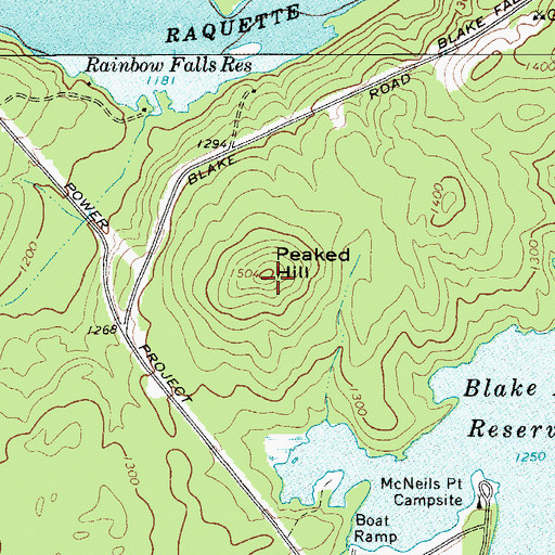 Topographic Map of Peaked Hill, NY