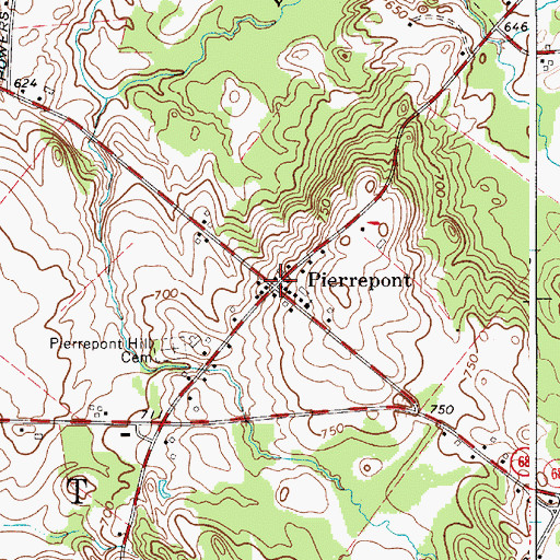 Topographic Map of Pierrepont, NY