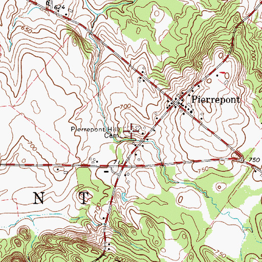 Topographic Map of Pierrepont Hill Cemetery, NY