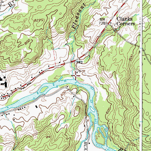 Topographic Map of Pleasant Creek, NY