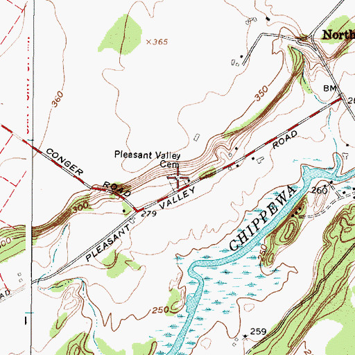 Topographic Map of Pleasant Valley Cemetery, NY