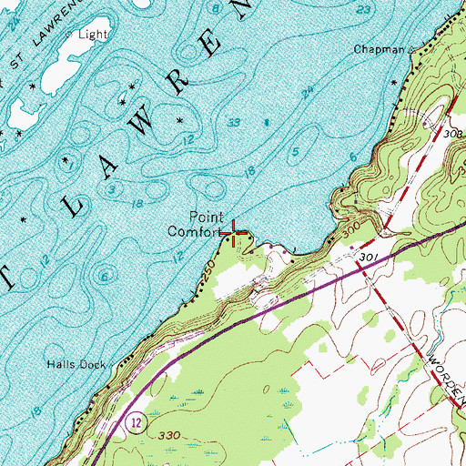 Topographic Map of Point Comfort, NY