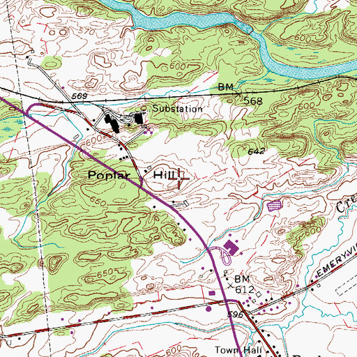 Topographic Map of Poplar Hill, NY