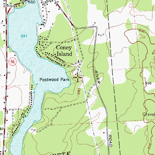 Topographic Map of Postwood Park, NY
