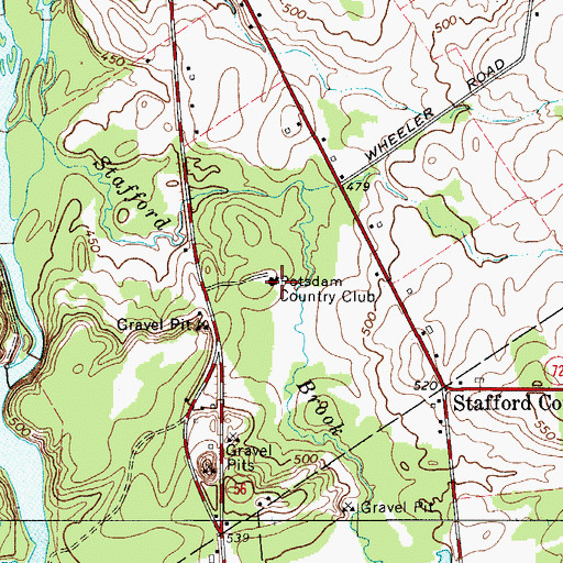 Topographic Map of Potsdam Country Club, NY