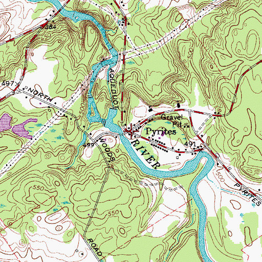 Topographic Map of Pyrites, NY