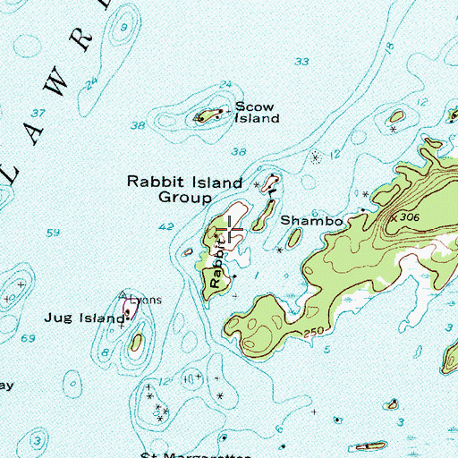 Topographic Map of Rabbit Island, NY
