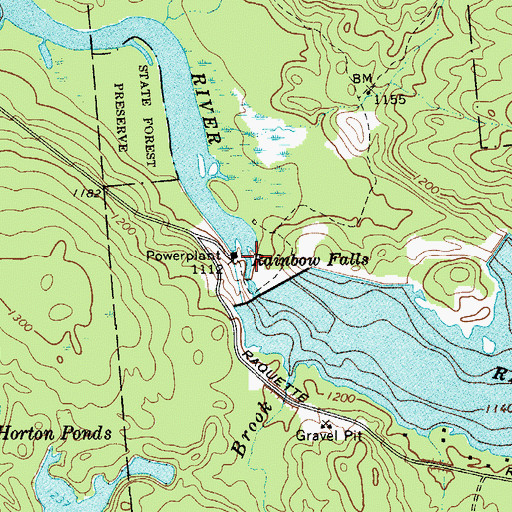 Topographic Map of Rainbow Falls, NY