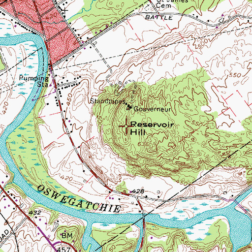 Topographic Map of Reservoir Hill, NY