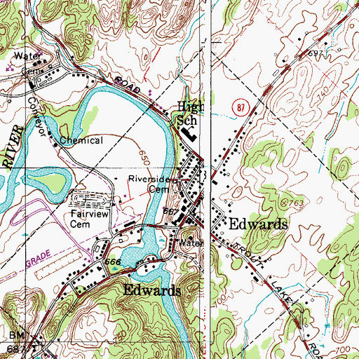 Topographic Map of Riverside Cemetery, NY