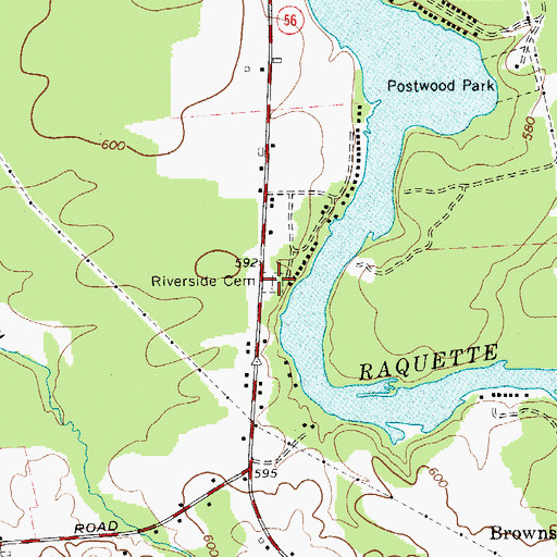Topographic Map of Riverside Cemetery, NY