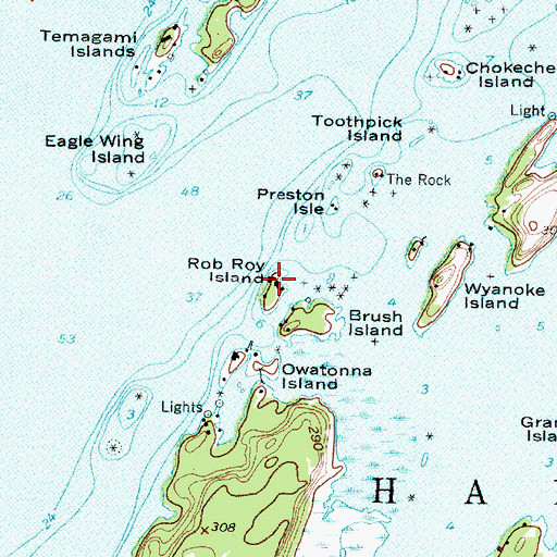 Topographic Map of Rob Roy Island, NY