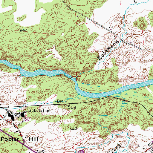 Topographic Map of Robinson Creek, NY