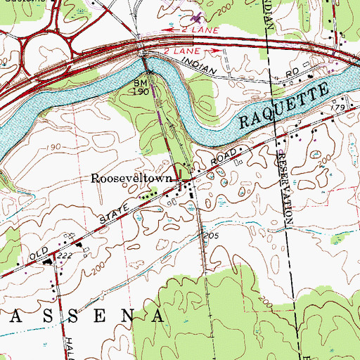 Topographic Map of Rooseveltown, NY
