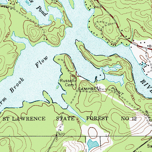 Topographic Map of Russell Cemetery, NY