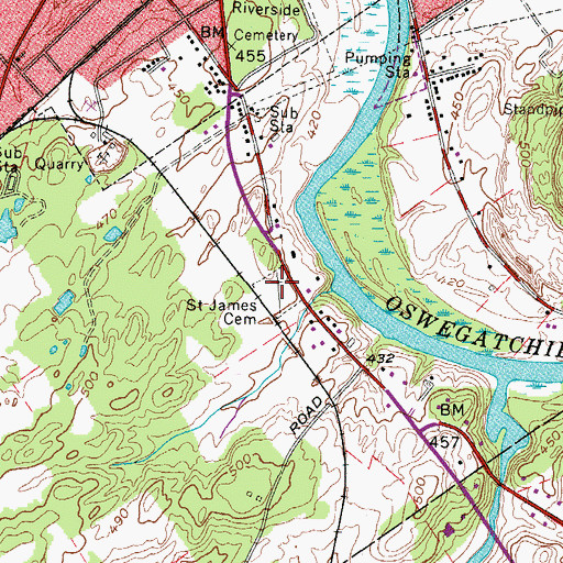 Topographic Map of Saint James Cemetery, NY
