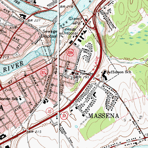 Topographic Map of Saint Josephs School, NY