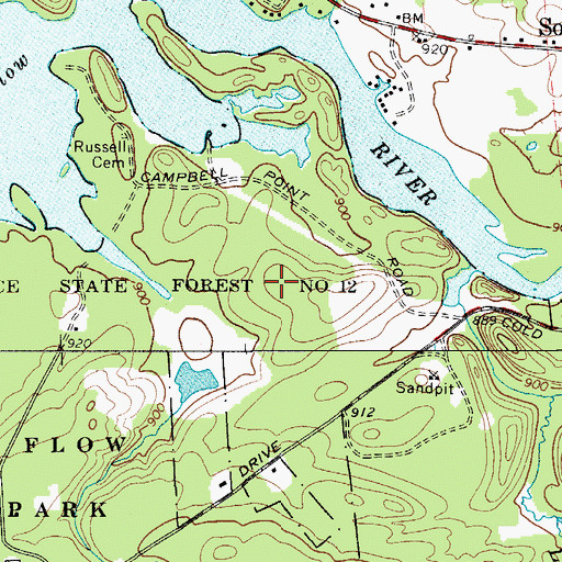 Topographic Map of Saint Lawrence State Forest Number 12, NY