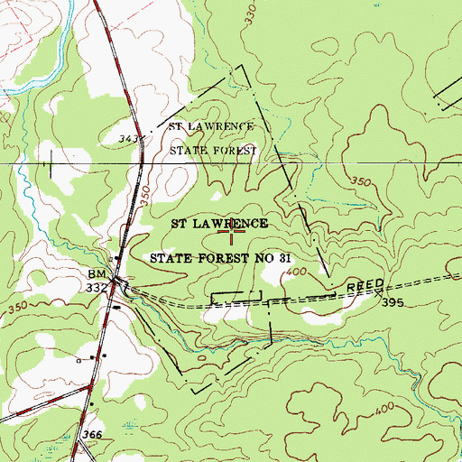 Topographic Map of Saint Lawrence State Forest Number 31, NY