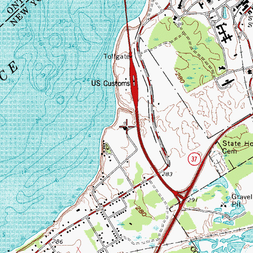 Topographic Map of Saint Lawrence Psychiatric Center, NY