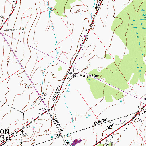 Topographic Map of Saint Marys Cemetery, NY