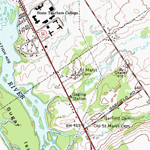 Topographic Map of Saint Marys Cemetery, NY