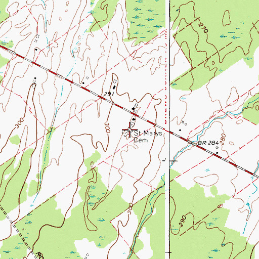 Topographic Map of Saint Marys Cemetery, NY