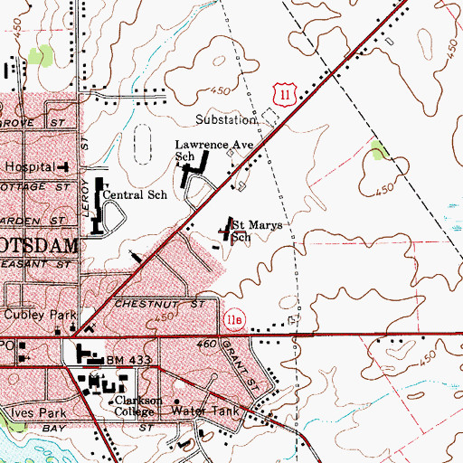 Topographic Map of Saint Marys School, NY
