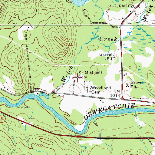 Topographic Map of Saint Michaels Cemetery, NY