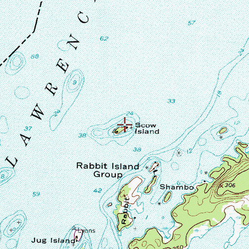 Topographic Map of Scow Island, NY