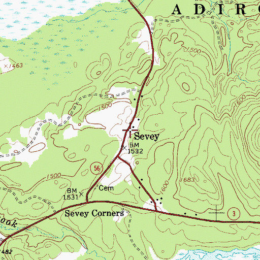 Topographic Map of Sevey, NY