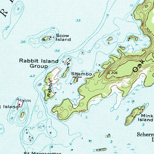 Topographic Map of Shambo Island, NY