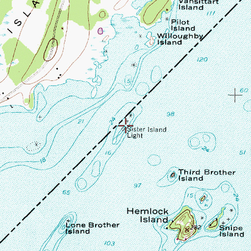 Topographic Map of Sister Island Light, NY