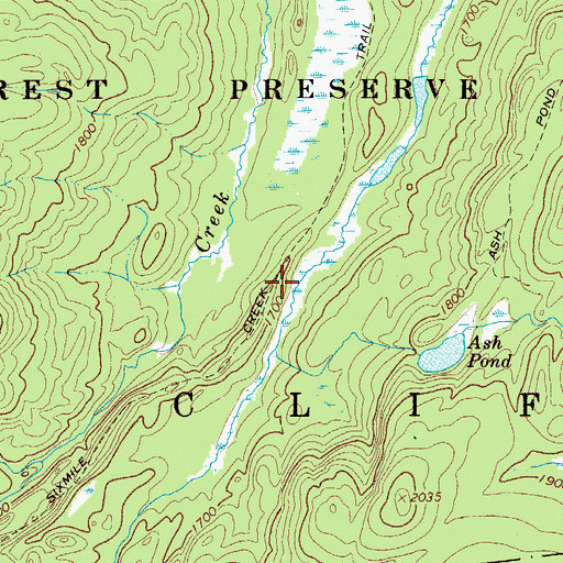 Topographic Map of Sixmile Creek Trail, NY