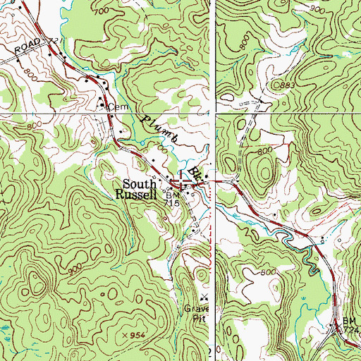 Topographic Map of South Russell, NY