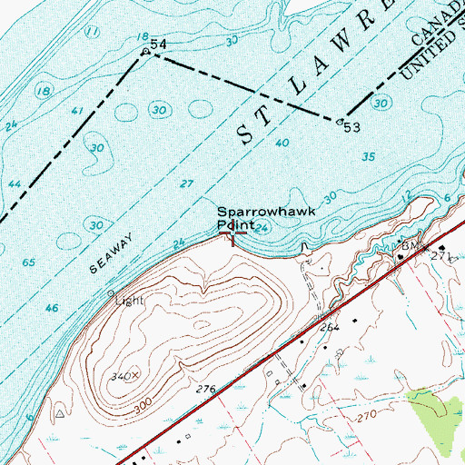 Topographic Map of Sparrowhawk Point, NY