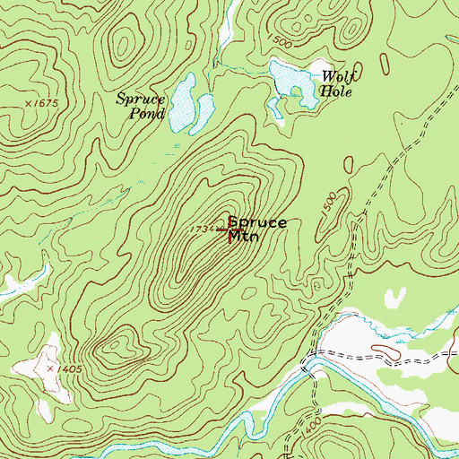 Topographic Map of Spruce Mountain, NY