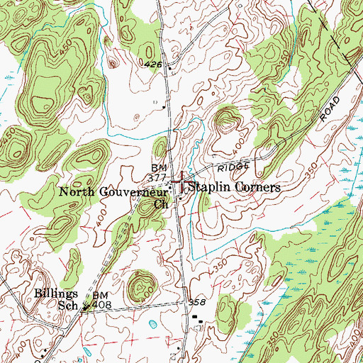 Topographic Map of Staplin Corners, NY