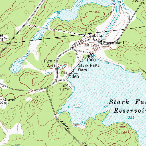 Topographic Map of Stark Falls Dam, NY