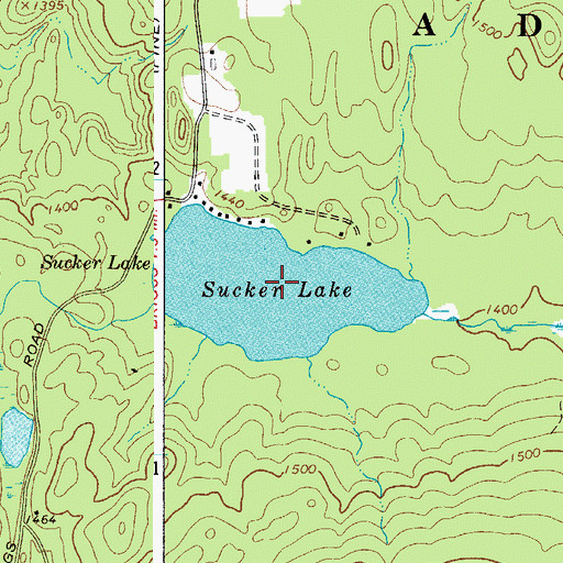 Topographic Map of Sucker Lake, NY