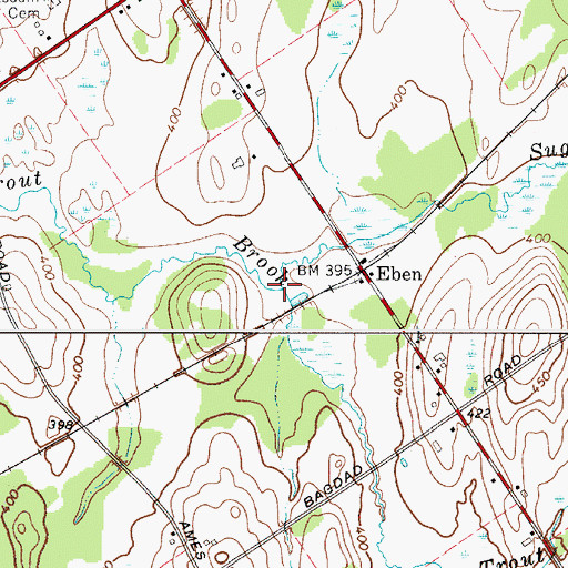 Topographic Map of Sugar Creek, NY