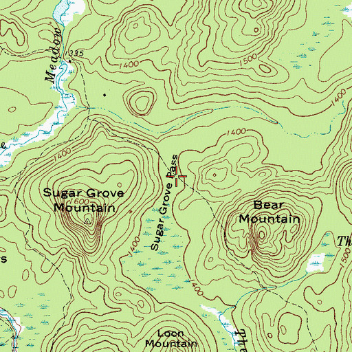 Topographic Map of Sugar Grove Pass, NY