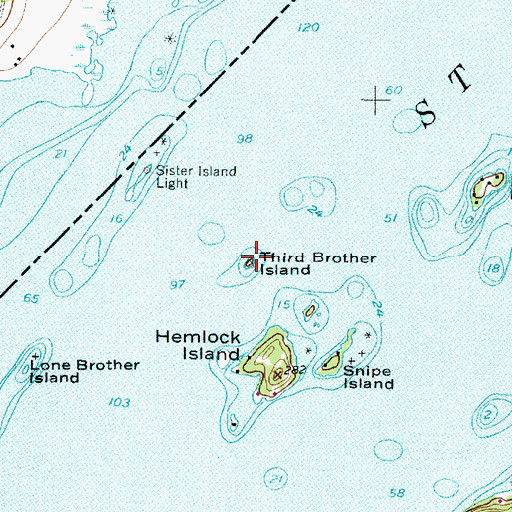 Topographic Map of Third Brother Island, NY