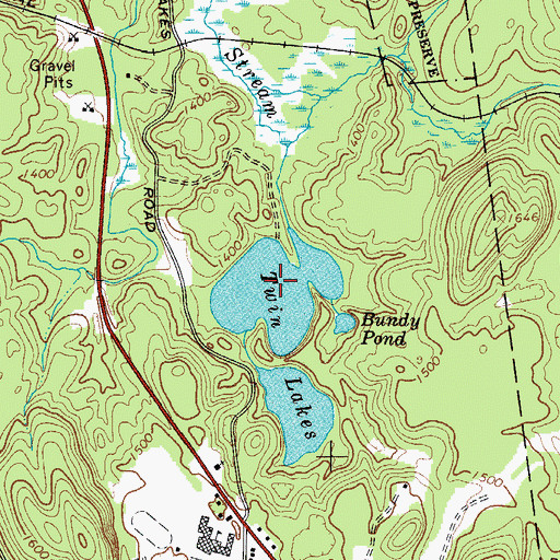 Topographic Map of Twin Lakes, NY